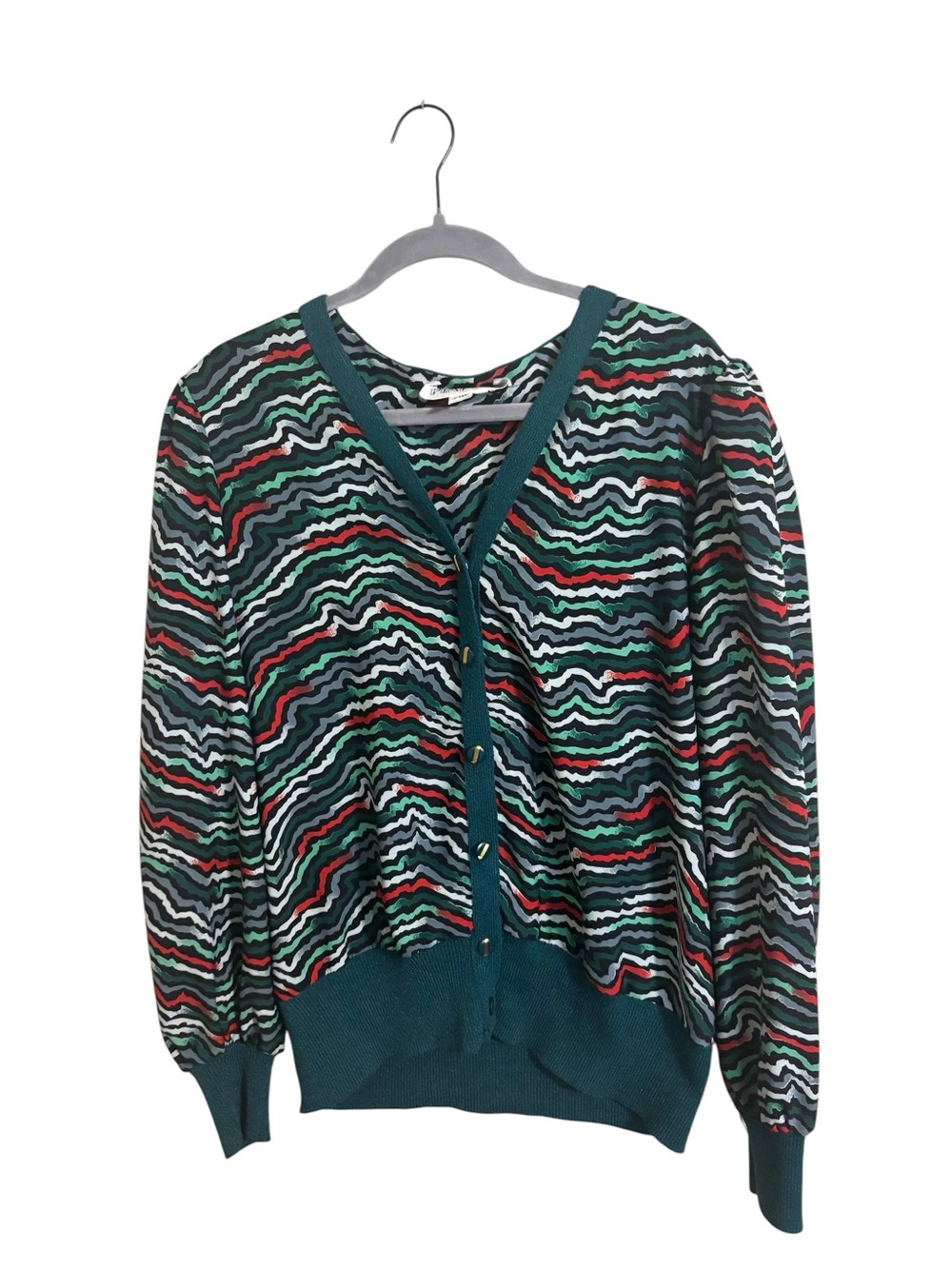 Vintage Piat Ltd‎ Green Red Button Up Top
